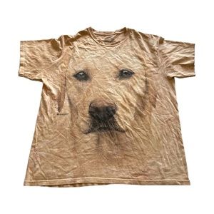 The Mountain Mens XL Yellow Lab Graphic T-Shirt Dog Print Outdoor Tee HOLE